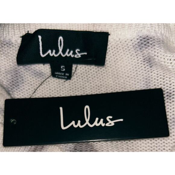 NWT Lulus Chill With Me Cream & Grey Tie-Dye Cotton Knit Pullover Sweater Small - Picture 6 of 7